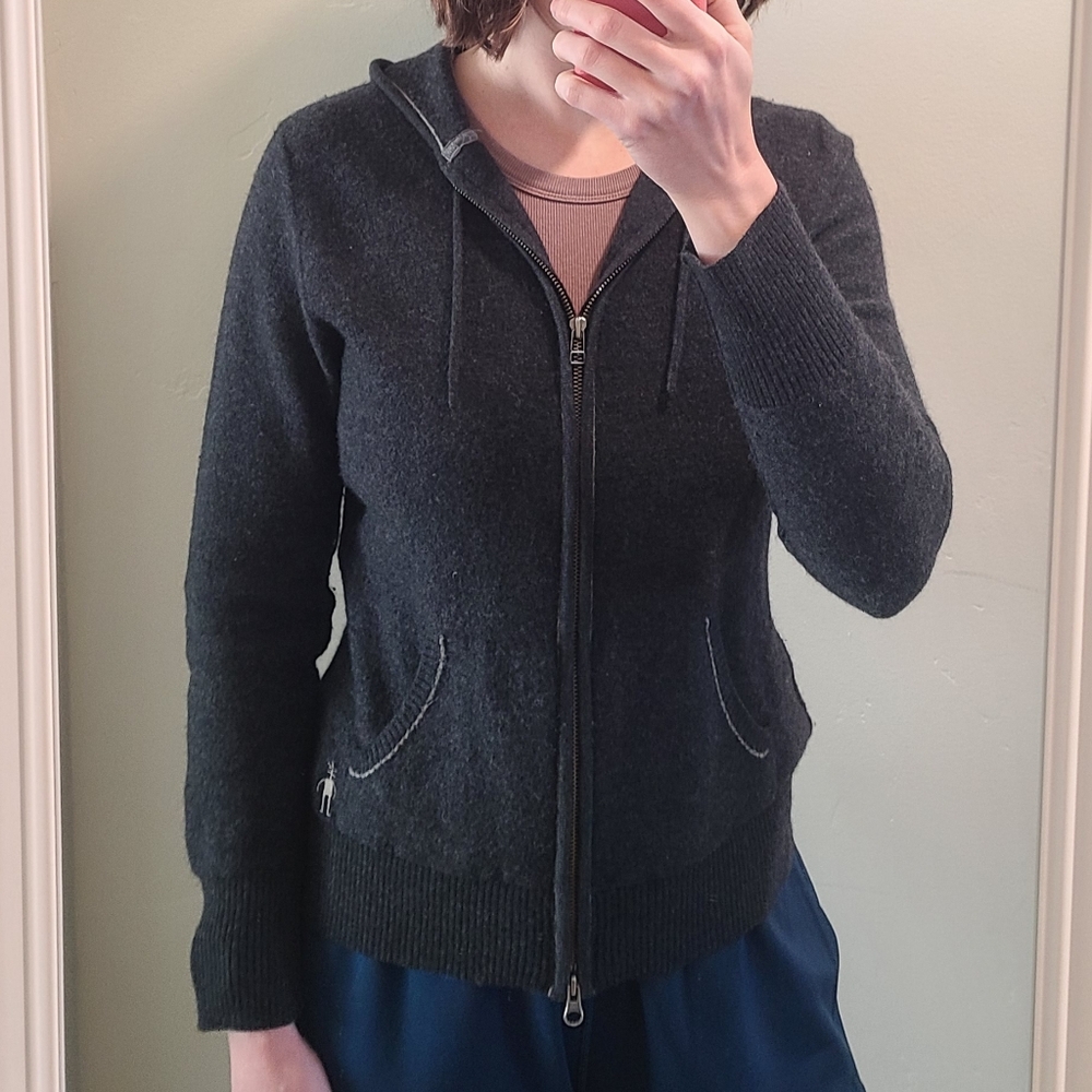 Smartwool 100% Merino Wool Felted Full Zip Hoodie Gray